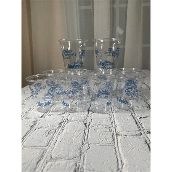 Corona Modelo Plastic Drinking 7oz Big Shot Glass Cup Lot 10 Disposable NEW - Picture 1 of 8